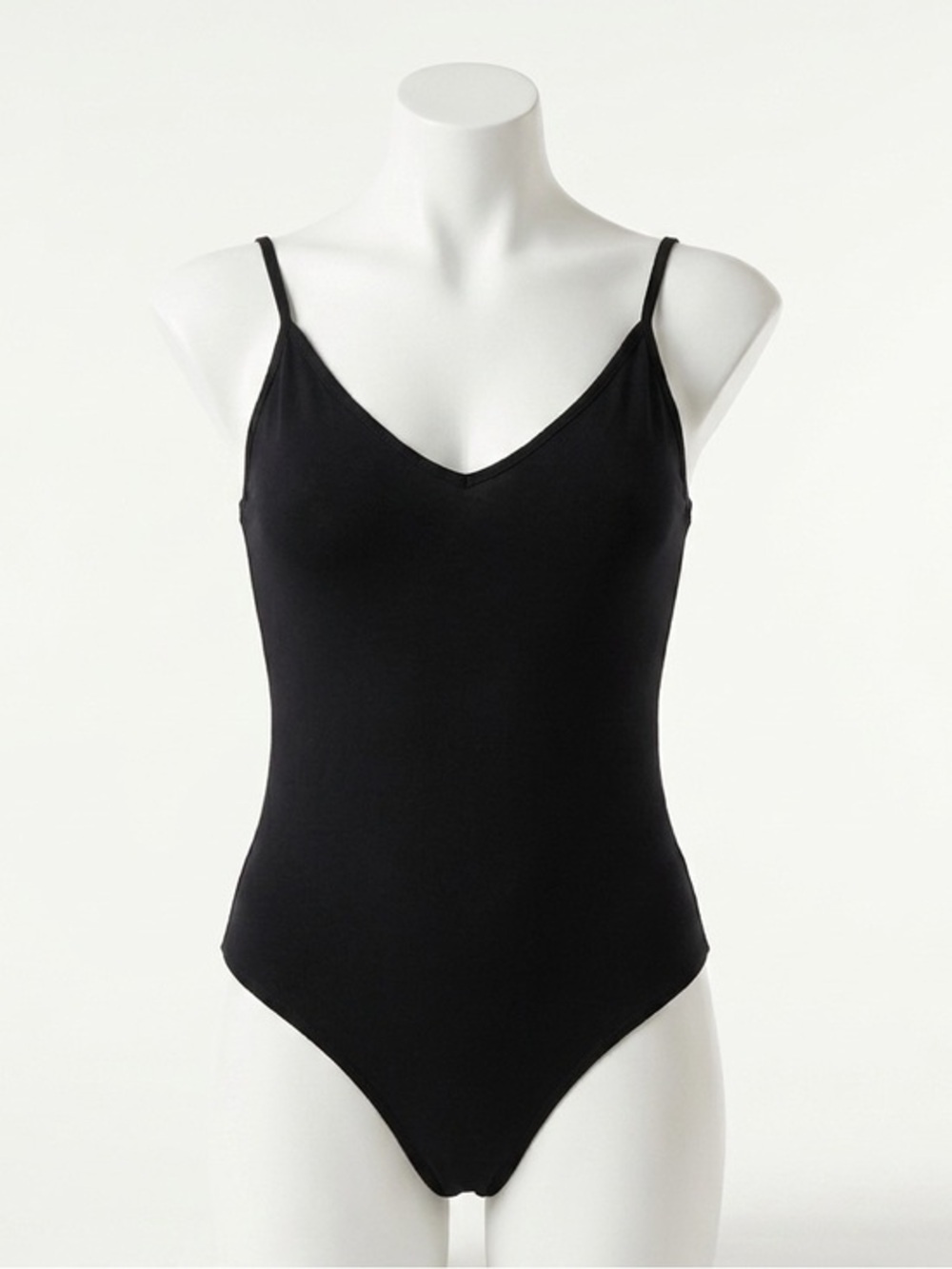 BP Nordstrom Black Ribbed V Neck Spaghetti Strap Cami Bodysuit Size Large